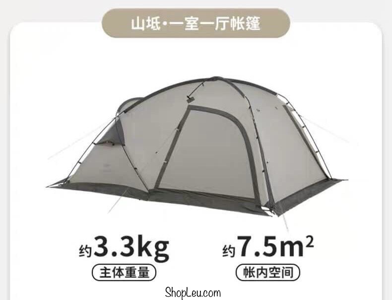 Lều Naturehike 2 người 2 phòng có ống khói CNK2300ZP017